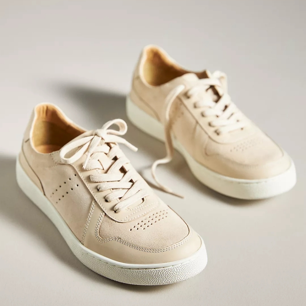 New Nisolo Bria Go-To Court Sneaker - Bone Beige Size 8 - NIB